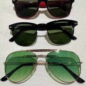 3x vintage Ray-Ban Green Lens Sunglasses! *ESTATE SALE FIND! *Unisex* GREAT DEAL